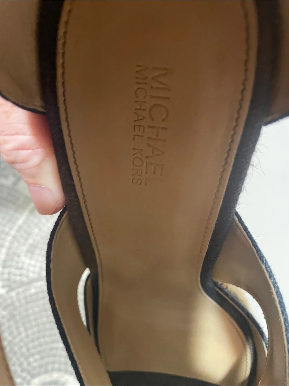 Michael Kors Navy Canvas Zip Front Espadrille Wedges. Size 8.5.
